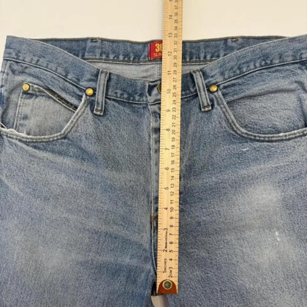 Wrangler 36MWZDS Slim Fit Light Wash 100% Cotton Denim Jeans‎ Mens 34x30